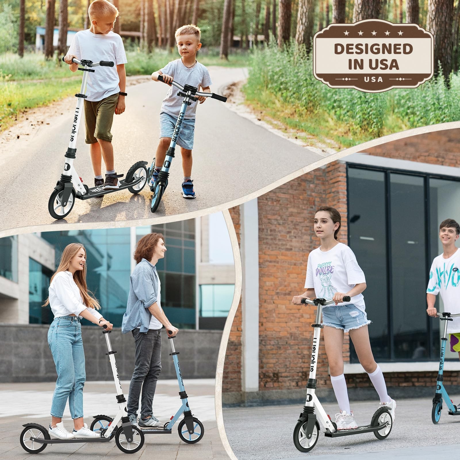 WAYPLUS Kick Scooter for Ages 6+,Kid, Teens  Adults. Max Load 240 LBS. Foldab...