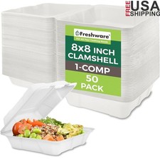 Compostable Clamshell Containers Eco-Friendly Heavy-Duty Disposable Dinnerware