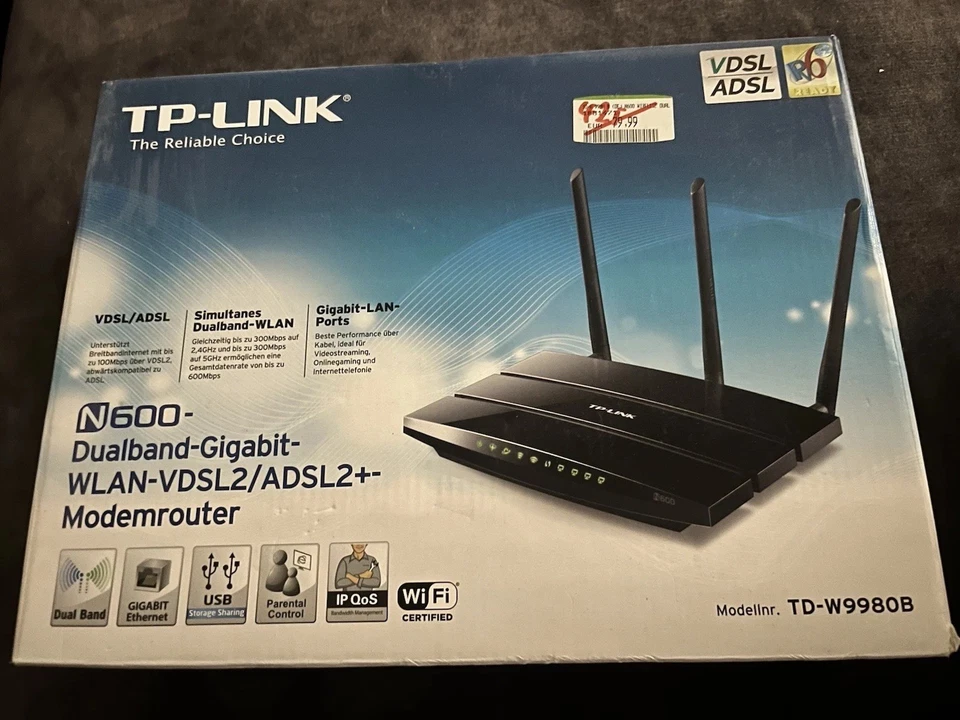 TP-LINK TD-W9980B N600-Dualband-Gigabit-WLAN-VDSL2/ADSL2+-Modemrouter Annex B V1