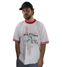 Phat Farm Vintage T Shirt Mens L White Red Ringer Made In USA Short Sleeve Tee