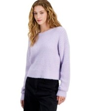 Hippie Rose Juniors' Ribbed Eyelash Pullover Sweater   Purple Haze   NWT