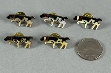 Lot of 5 Black And White Hunting Puppy Dogs Vintage Pins Pinbacks #56707