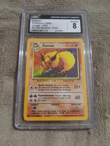 Flareon CGC 8 Jungle Holo Error 1999 no set symbol 3/64