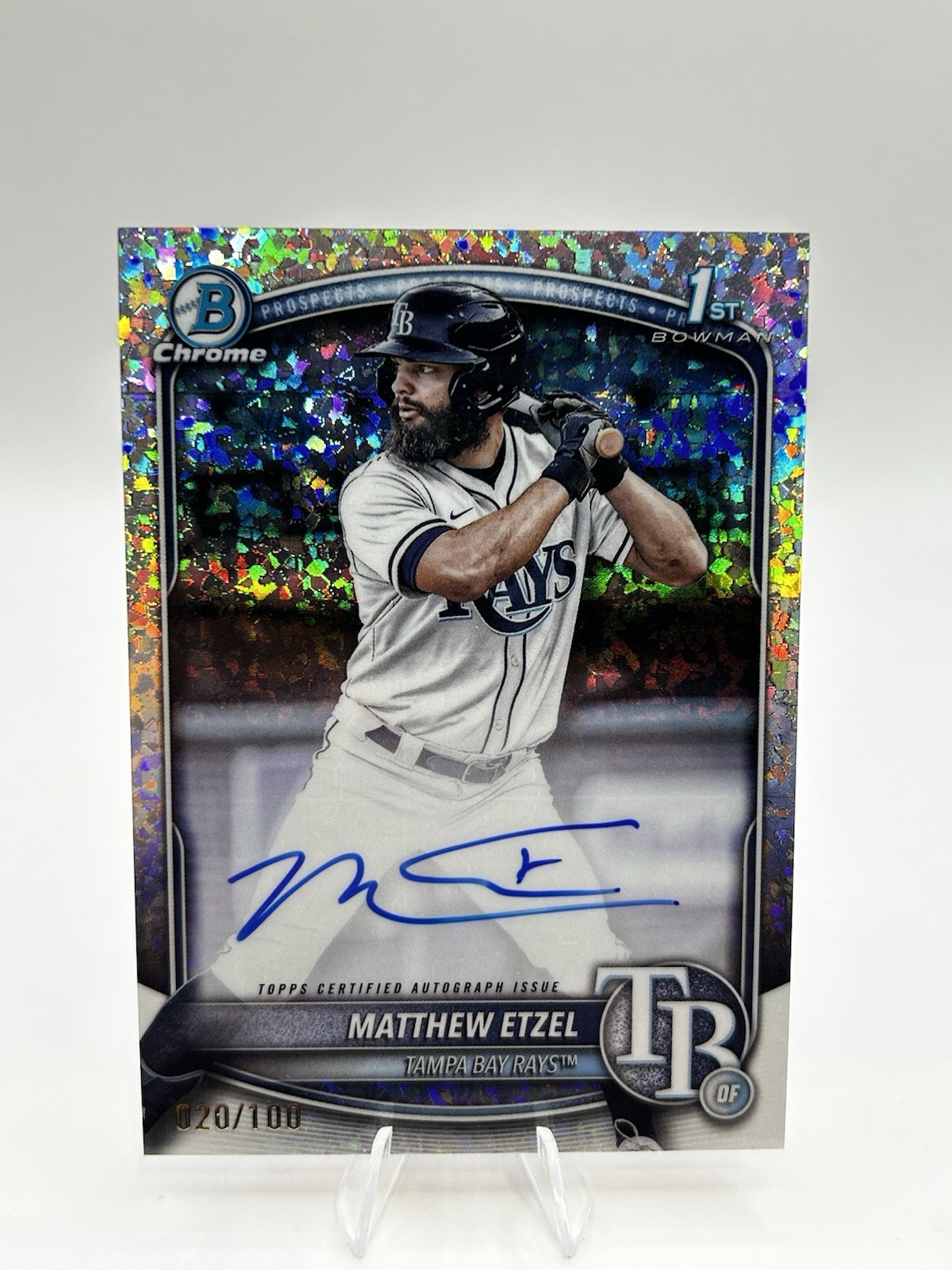 2025 Bowman Chrome 1st Bowman Matthew Etzel Speckle Auto /299 Tampa Bay Rays