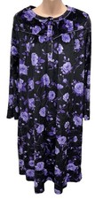 Aria Collection Long Sleeve Nightgown Womens Velour Purple Floral EUC SOFT XL