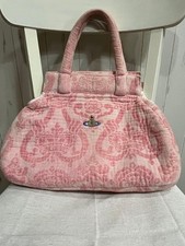 Vivienne Westwood Yasmin Hand Bag Terry Cloth Pile Pink Quilted Orb Lining