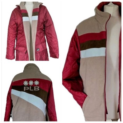 Vintage Retro Polar Bear Men's Jacke Size M DoubleFaced  Red Nylon Beige Fleece 