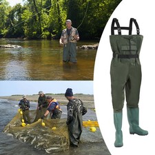 Wathose Anglerhose PREMIUM Teichhose 100% Verschiedene Grün mit Haken Gr. 42-47