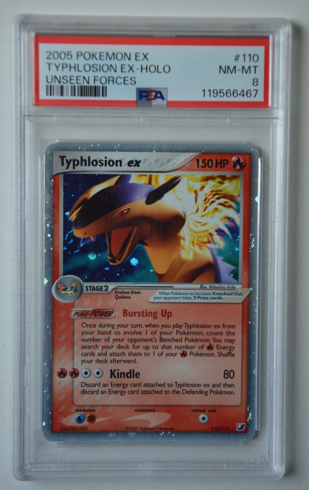 Pokémon Typhlosion EX-Holo #110 EX Unseen Forces 2005 PSA 8