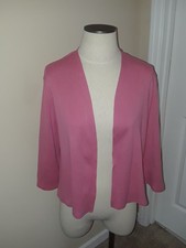 J Jill Pink 100 Organically Grown Cotton Open Front Cardigan Sweater Size L