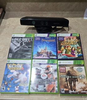 Xbox 360 Kinect Sensor 6 Games Bundle Disney COD Rayman UNTESTED