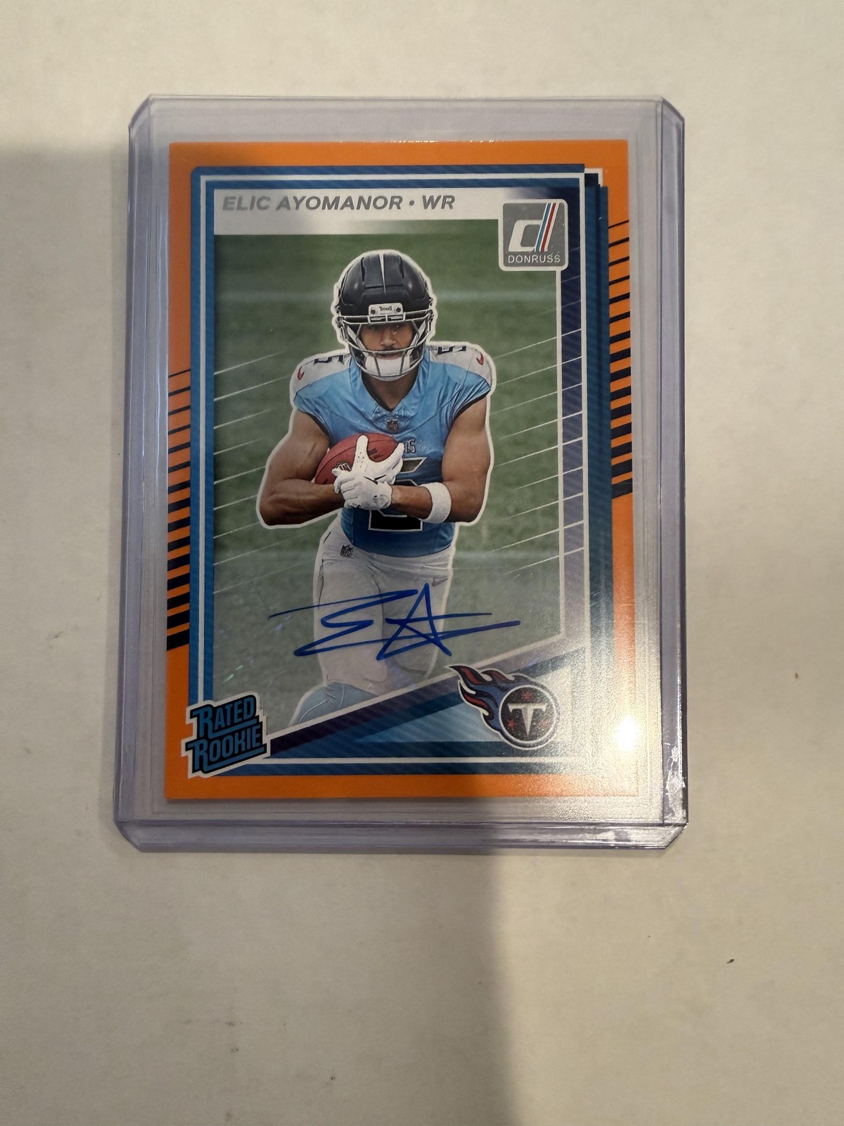 2025 Donruss #339 Elic Ayomanor Rated Rookies Autographs Orange
