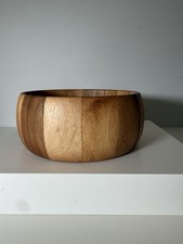 Vintage Dansk Wooden Serving Bowl MCM Two Tone Wood Salad Fruit Dish Mid Century