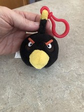 Angry Birds Black Bird Bomb Plush 3" Backpack Clip GUC - shows minor wear