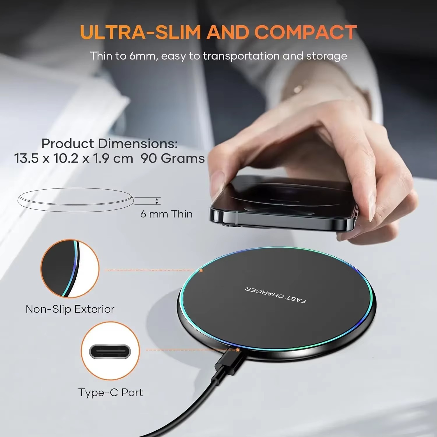 Wireless Fast Charger Charging Pad Dock for Samsung iPhone Android CellPhone US