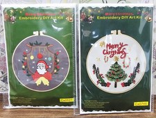 DIY Embroidery Art Kits - Santa Merry Christmas Tree Themes - New Complete Kits