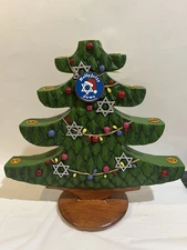 Rare Holly Jolly Jews 9 Candles Hanukkah Menorah Xmas Christmas Tree /Brand NEW
