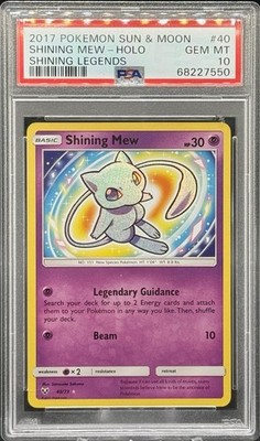 2017 POKEMON SUN & MOON SHINING LEGENDS #40 SHINING MEW-HOLO PSA
