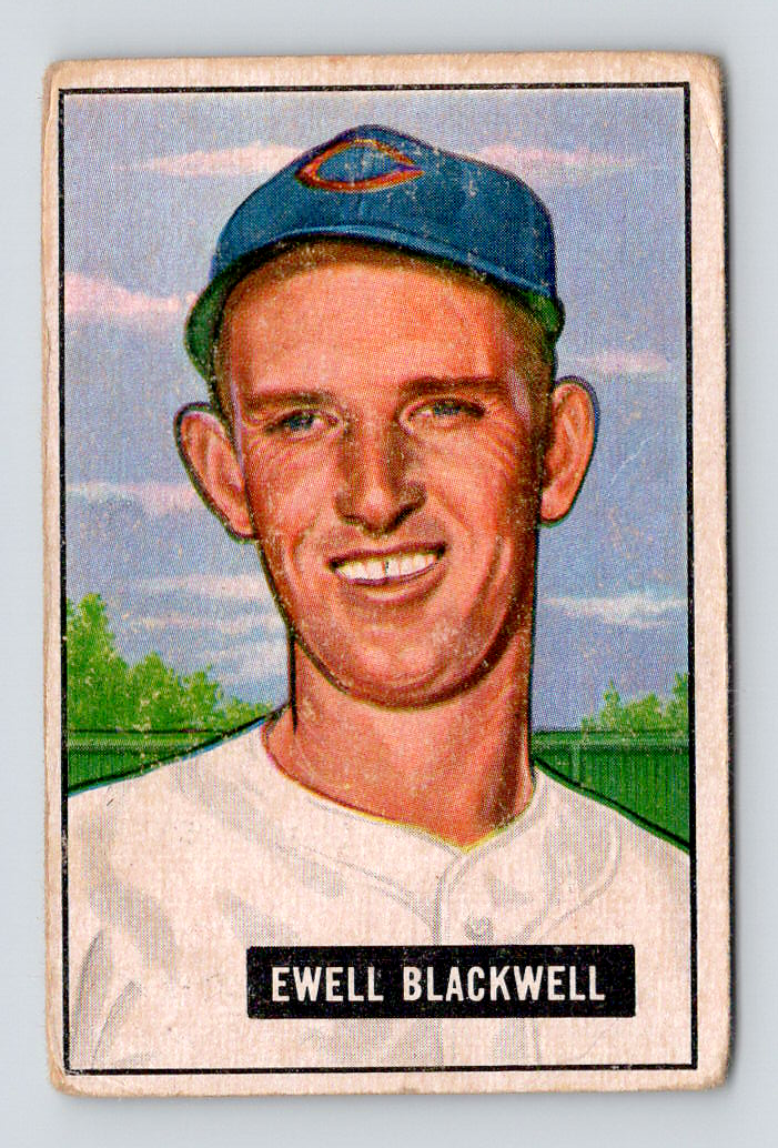 1951 Bowman Card, #24 Ewell Blackwell, Cincinnati Reds Hall of