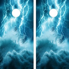 WATERPROOF  FADEPROOF Cornhole Board Wraps / Lightning Strike