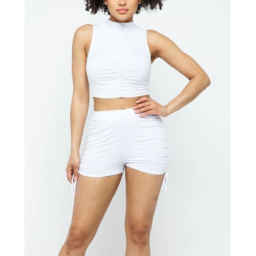 トップス W FACE SHIRRING CROPPED TOPS w face shirring cropped tops – TENDER.S