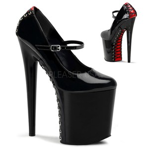 PLEASER Sexy Shoes Black \u0026 Red Corset 