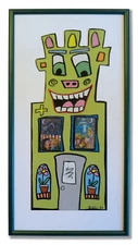 James Rizzi - Tower 1993 - GREEN - in high quality metal frame