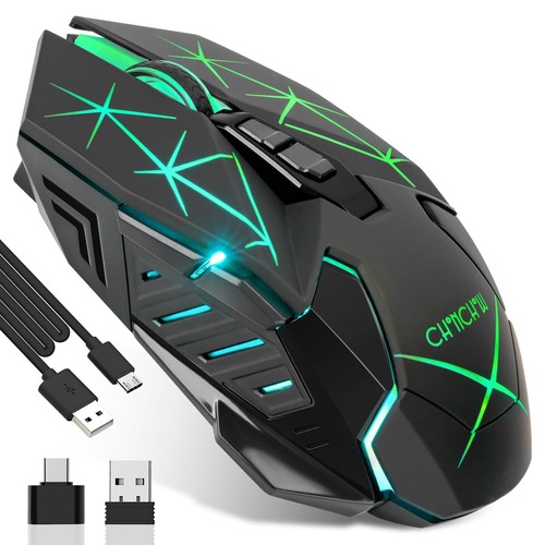 CHONCHOW Rechargeable Wireless Gaming Mouse Colorful LED Lights 7 Buttons USB... - Picture 1 of 7