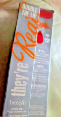 Benefit They're Real Double the Lip Lipstick ''Revved Up Red'' .05 oz Full Size NI
