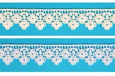 Unotrim 1.25" Ivory and White Venice Vintage Flowers Lace Trim Sold By Yard