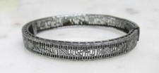 Child's Vintage Rhodium Plated Filigree Bangle Bracelet  5"  14-G915