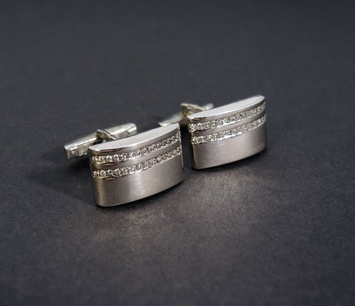 Stone Cuff links 925 Silver, Sparkle Multi Stone Cuff-links, Wedding Cufflinks - Picture 3 of 8