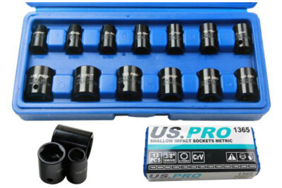 US PRO Stecknuss-Set Metrisch, 14-tlg., 7–19 Mm, 3/4" Antrieb (DR), Flach, Für Schwere Arbeiten