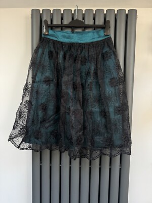 Neu mit Etikett Voodoo Vixen schwarz & smaragdgrün Spitze Lagenlook Aline Rock Gr. M UK 8