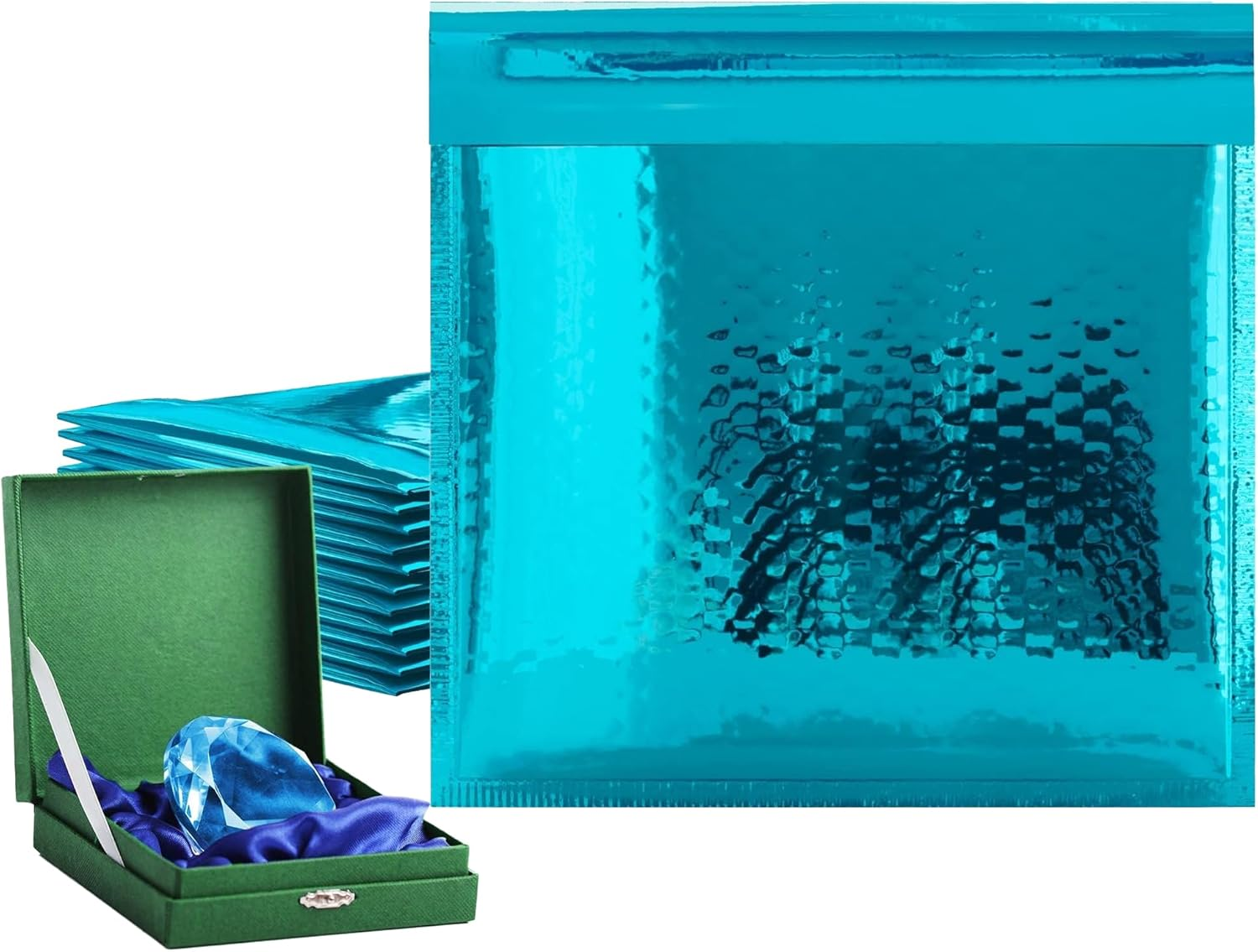 Teal Metallic Bubble Mailers 7.25x7 Inches 25-Pack Padded Envelopes-image