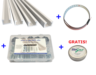 Mega Set Alu C-Profile M8 + Zubehör 55-tlg. – Inkl. Maßband & Silbergleit, Für Werkstatt & DIY