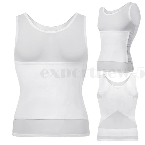 GILET DA UOMO BODY SHAPER SLIMMING PANCIA PETTO COMPRESSIONE T-SHIRT TANK TOP CINTURA - Foto 28 di 36