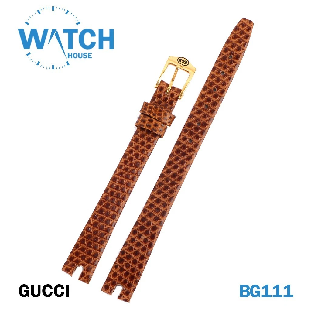 Bracelet en cuir véritable marron GUCCI (2000L) 10 mm, boucle Gucci 8 mm #BG111#