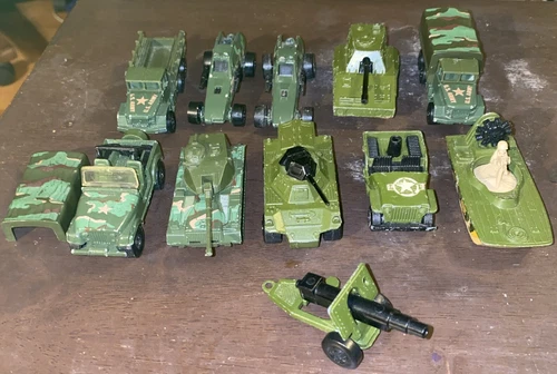 1970s Lesney Matchbox Superfast Military Lot Of 10 Vehicle Plus Camper