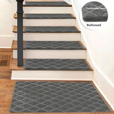 Bullnosed Carpet Stair Treads 9"x30" Area Rug 24"x36"Door Mat Tape Free PURE ERA