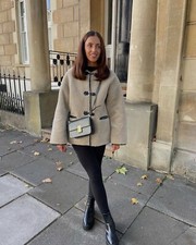 Mango Beige Faux Fur Coat Teddy Jacket With Appliqués S