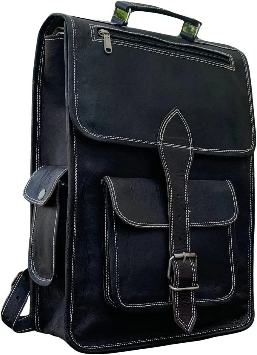 Handmade Vintage Real Leather Travel Casual Laptop Backpack Messenger Unisex Bag