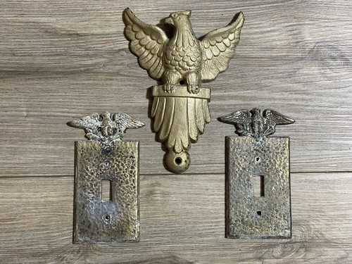 VTG Cast Iron Eagle Architectural Antique Federalist Style B52 + 2 Switch Covers - 第 2/11 張圖片