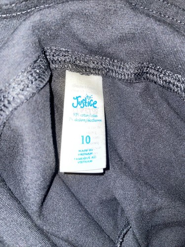 NWT Girl's Size 10 JUSTICE Black Ombre Glitter Logo Leggings - Picture 7 of 7