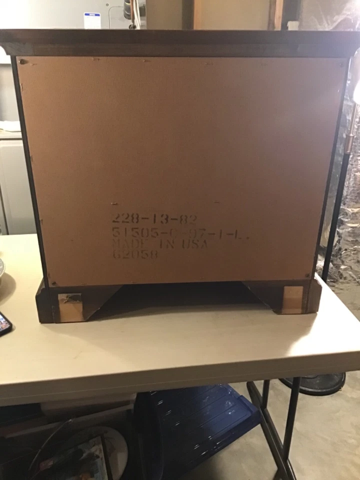 Ethan Allen Side End Night Table With Marble Top Vintage Brown/Black - Image 4 of 4