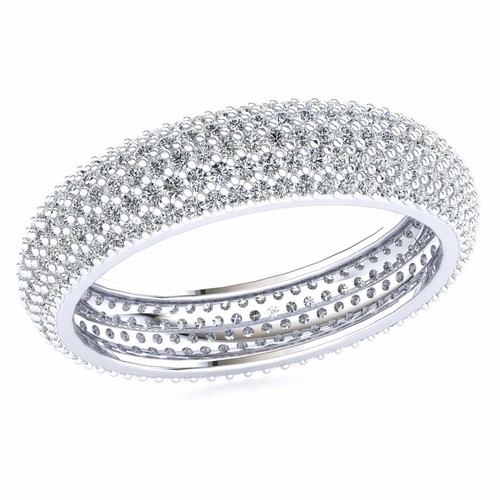 Micropave 5Row Anniversary Eternity Band Ring 10k Gold Natural Round Diamond - Picture 2 of 18