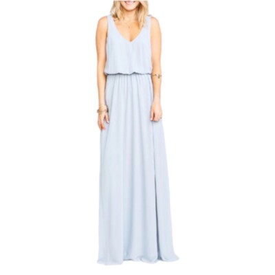Show me  your mumu  Kendall Soft V-Back A-Line Gown Maxi Steel Blue Size XS