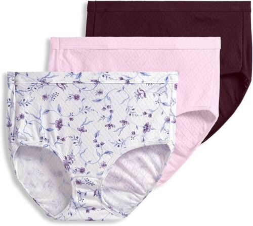 Size 7/L Jockey Elance Breathe 3 pk. briefs Pink Pearl/Floral/Deep Sangria