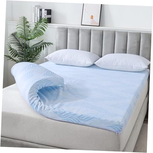 3 Inch Egg Crate Memory Foam Mattress Topper Full Full (54x75 inch) White/Blue
