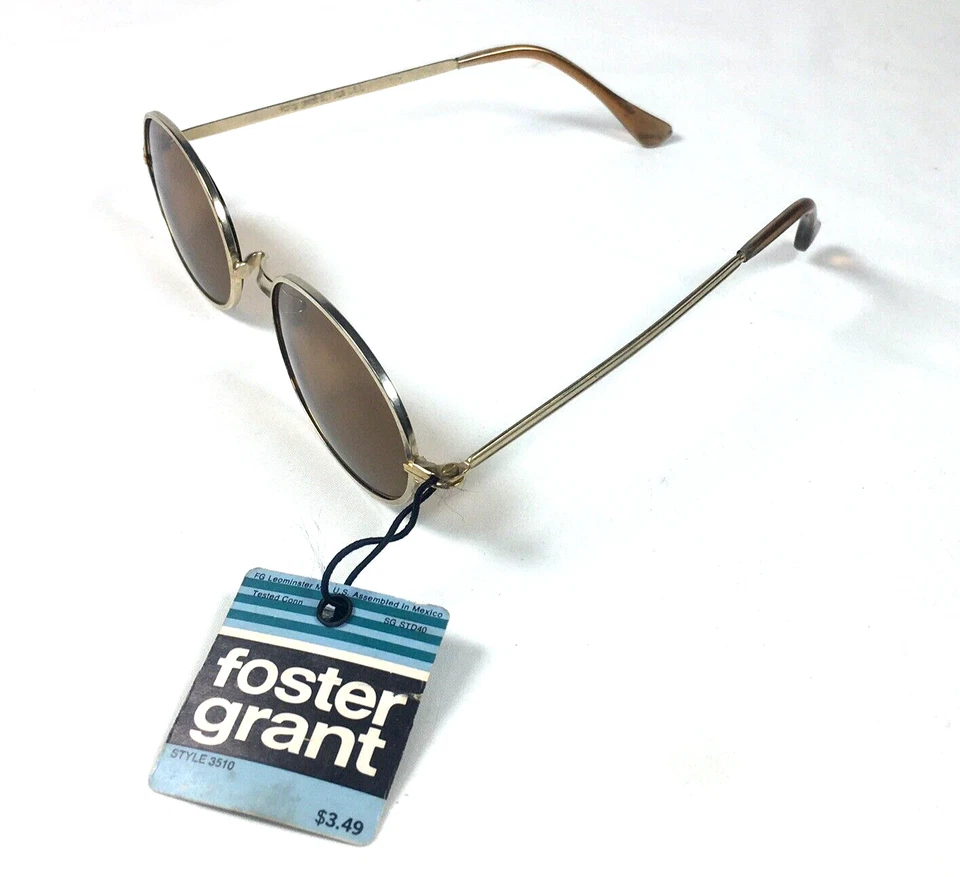 Gafas de sol vintage Foster Grant FF77 doradas ovaladas con borde de metal EE. UU. con etiquetas 12D Foto 2 de 4